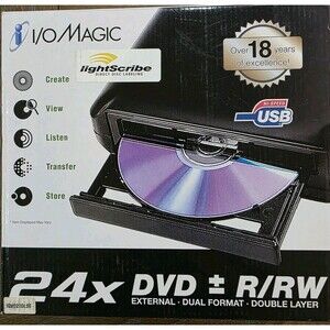I/O Magic External DVD R/Rw Dual Format Double Layer DVD Drive, LightScribe